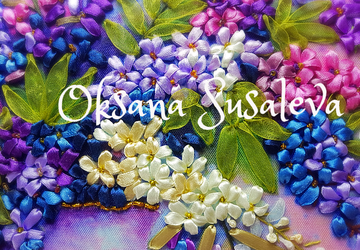 Вышивка лентами. Букет сирени.