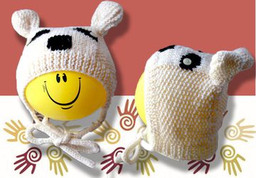 Вязаная шапочка-чепчик "Умка"