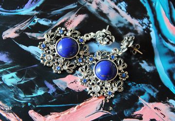 Цветочные серьги Синяя бирюза