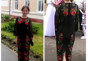 Платье с вышивкой гладью "Гвоздики"