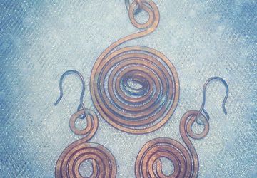 Комплект подвеска + серьги  "Спираль"