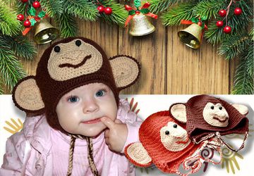 Вязаная шапочка "Обезьянка"