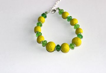 Браслет "Лето" с бусинами из полимерной глины и стекла