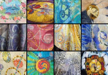 Ажурный шарф с элементами шёлковой инкрустации.