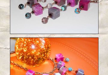 Колье из розового агата