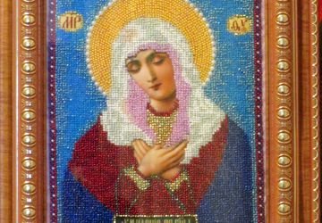 Икона из бисера "Богородица в образе Умиления".