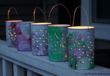 Мраморные светильники из жестяных банок.