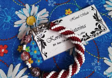 Браслет "Гранатовый цвет"