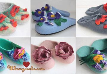 Тапочки с объемным цветочным рисунком.