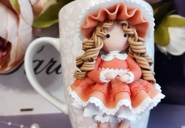 Кружка-подружка с декором из полимерной глины "Рыжик"