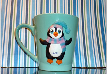 Кружка с декором из полимерной глины