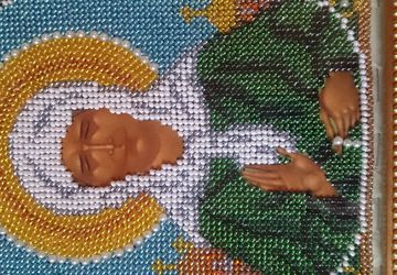 Икона,  вышитая чешским бисером