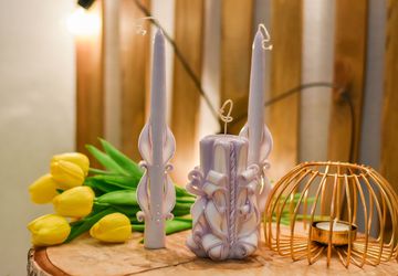 Резные свечи набор светло фиолетовый