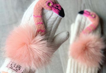 Звероварежки с розовым фламинго