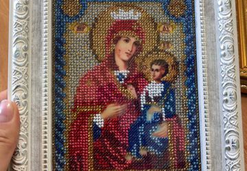 Икона Божьей Матери Иверская, вышитая бисером