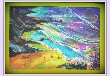 морской пейзаж с горами