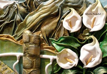 Авторская картина из кожи "Там, где живет любовь"