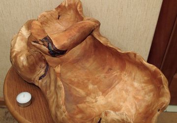 Поднос для фруктов из березового капа Лебедь.