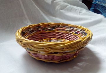 Конфетница плетеная "Цветная полоса", №1