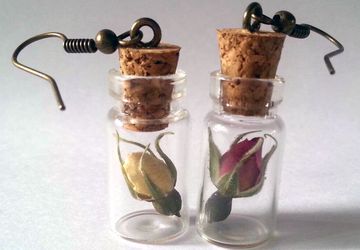 Комплект украшений "Баночки-бутылочки". Серьги и кулон.