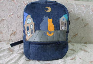Рюкзак джинсовый с кошками