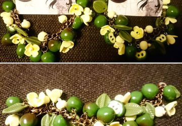 Браслет Зелёные яблоки. Ручная работа 