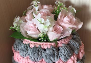 Вязаные корзинки для декора