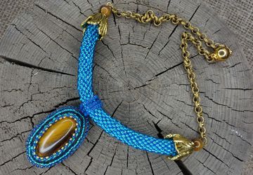 Кулон "Золото моря" с камнем тигровый глаз.