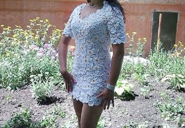 Вязаное белое платье.