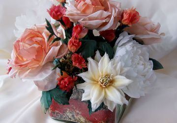 Букет из шелковых цветов. Персиковый восторг