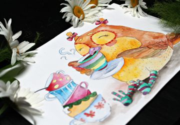 Акварельная сова в раме