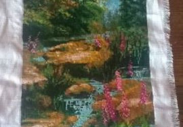 Вышитая картина "Горный ручей"