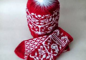 Шапка и варежки " Птички "