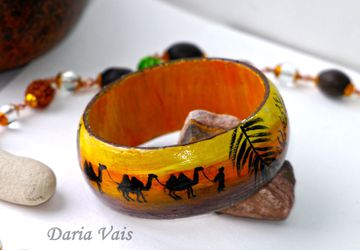 Браслет "Сны об Иордании" (дерево, роспись)