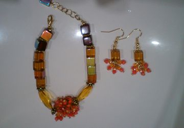 Комплект браслет и серьги "Янтарь"