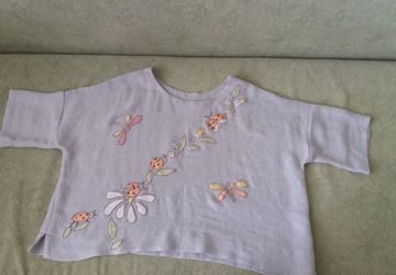 Льняная блуза "Божьи коровки"