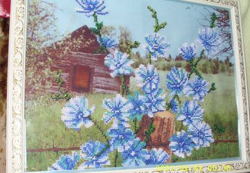 Картина бисером "Голубые цветочки"