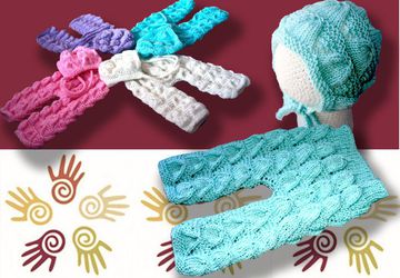 Вязаный комплект для новорожденного шапочка-чепчик и штанишки