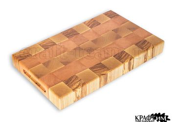 ДОСКА РАЗДЕЛОЧНАЯ ТОРЦЕВАЯ ИЗ ЯСЕНЯ И БУКА. РАЗМЕРЫ 355*220*40