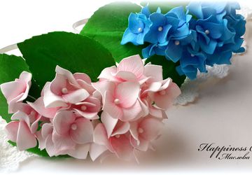 Нежные ободочки с гортензией из фоамирана