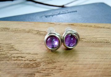Серьги из нейзильбера с аметистами