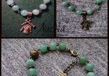 Браслет на штифтах с имитацией нефрита