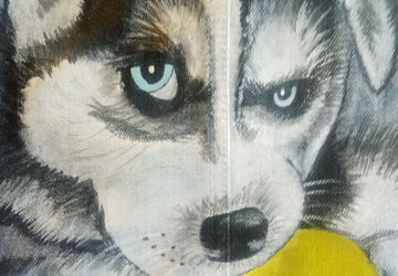 Джинсовая куртка с росписью "Хаски"