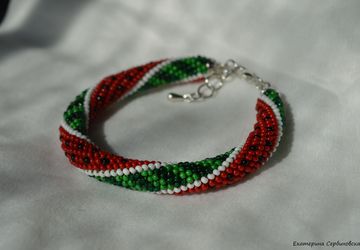 Бисерный браслет "Арбуз"