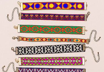 Браслеты своими руками из жаккардовой тесьмы.