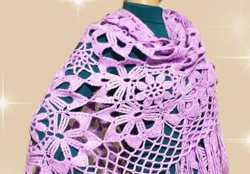 Вязаная теплая шаль.