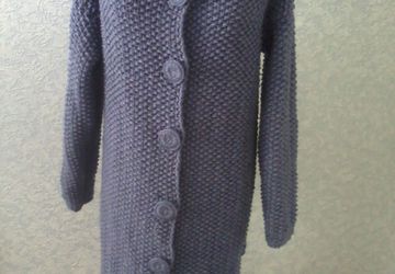 Пальто с объемными цветами, серый джинс