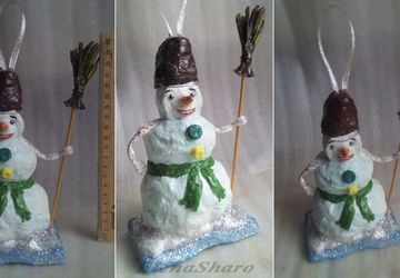 Новогодняя елочная игрушка «Снеговик».