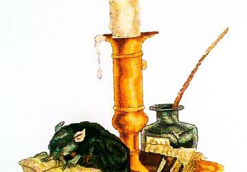 Вышитая крестом картина- Архивариус (мышь, крыса)