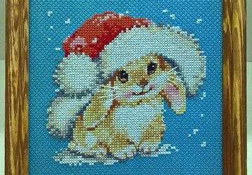 Вышивка крестом "Зимний зайчишка"